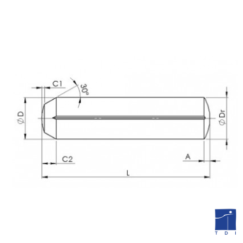 Kerbstift mit durchgehender Keilnut, gefast ISO 8740 6mm X 24mm Stahl S250