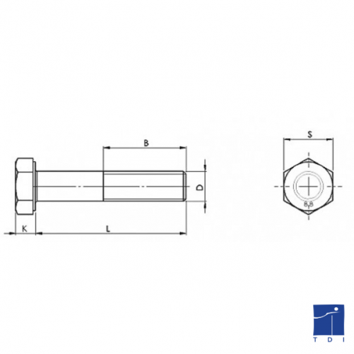 Vis tête hexagonale entièrement filetée ISO 4017 M4 X 0.70 X 30mm cl. 8.8