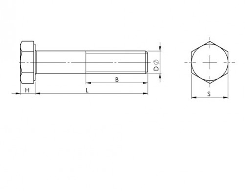Sechskantkopfschrauben mit Teilgewinde DIN 931 M12 X 1.75 X 70 mm Nylon